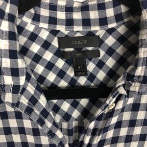 J. Crew Tops - J. Crew Gingham Crinkle Boy Shirt Navy Blue White J. Crew Tops - J. Crew Gingham Crinkle Boy Shirt Navy Blue White